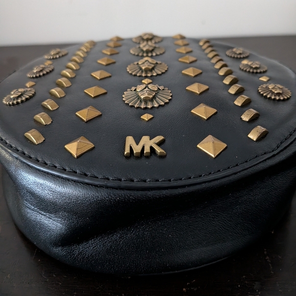Michael Kors Delaney Canteen Crossbody - Lion Head Studded Leather - Black - Picture 7 of 11